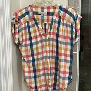 LOFT colorful button down blouse, small petite